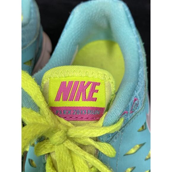 NIKE FLEX 2013 RN RUNNING WOMEN'S SHOES Size 8 Turquoise Green Blue Pink - Picture 6 of 8